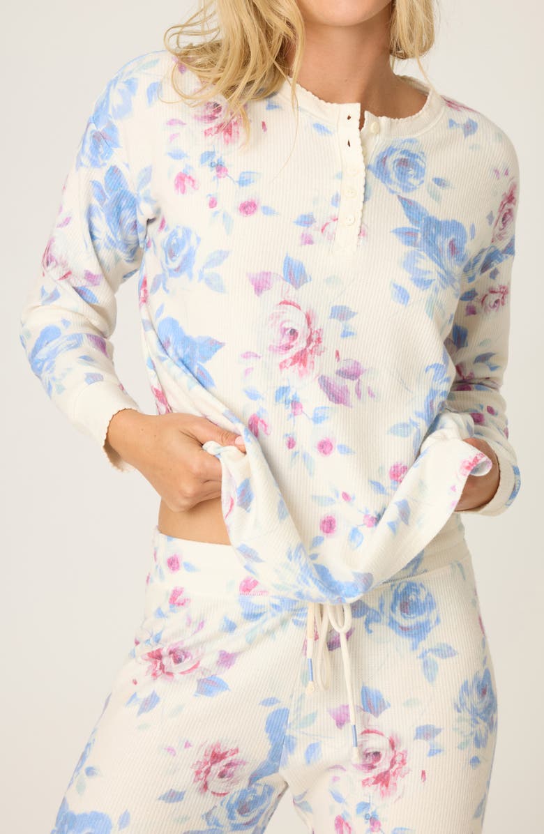 PJ Salvage Rodeo Rose Thermal Pajamas, Alternate, color, Natural