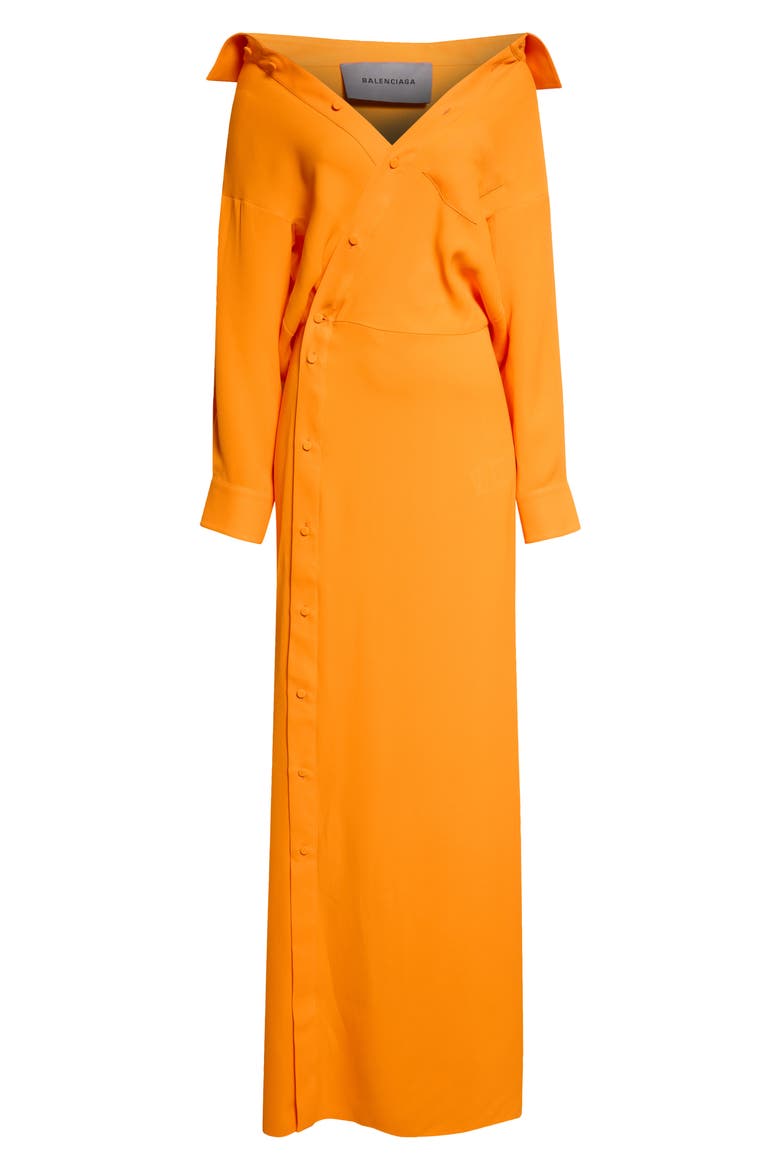 Long Sleeve Silk Cady Maxi Dress, Alternate, color, 7541 ORANGE