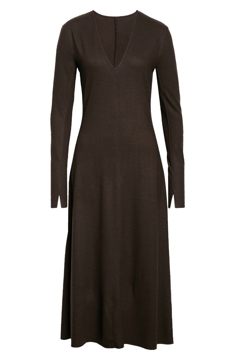 rag & bone Yan V-Neck Long Sleeve Wool Dress, Alternate, color, Chocobrw