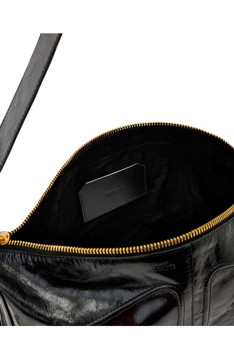 AllSaints Jean Ray Leather Shoulder Bag, Alternate, color, Black