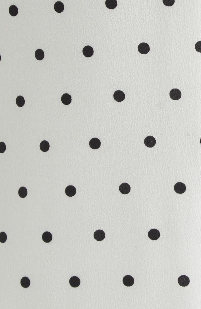 Carolina Herrera Polka Dot Fitted Ruched Silk Crêpe de Chine Shirtdress, Alternate, color, Ivory Multi