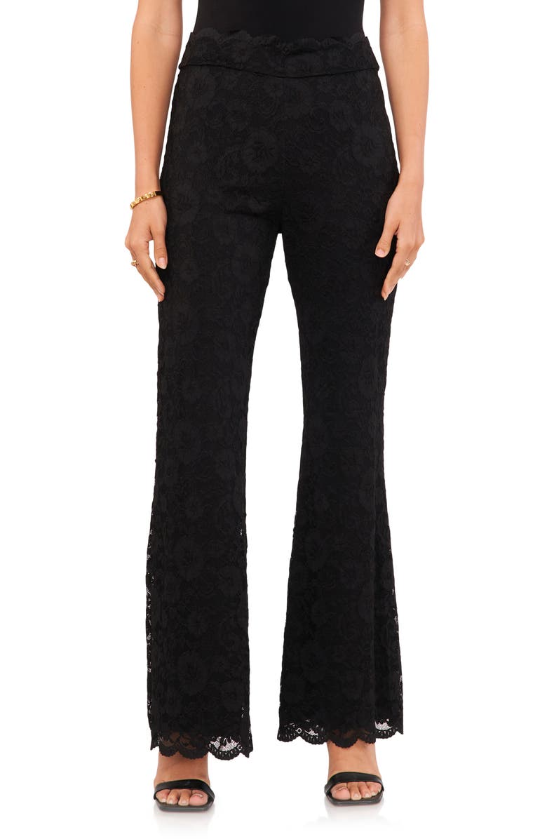 Vince Camuto Scallop Hem Lace Pull-On Flare Pants, Main, color, 