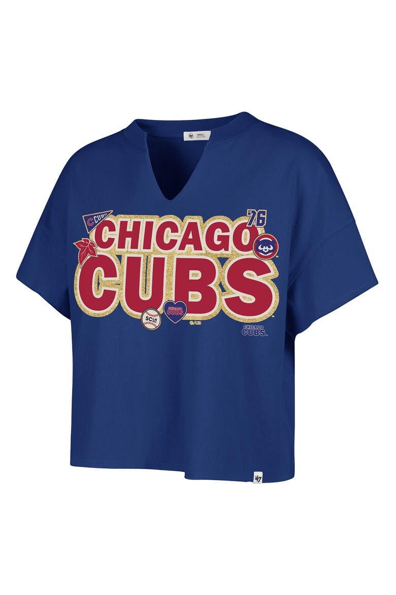 Women's '47 x Stoney Clover Lane Royal Chicago Cubs Oversized Notch Neck T-Shirt, Alternate, color, Royal