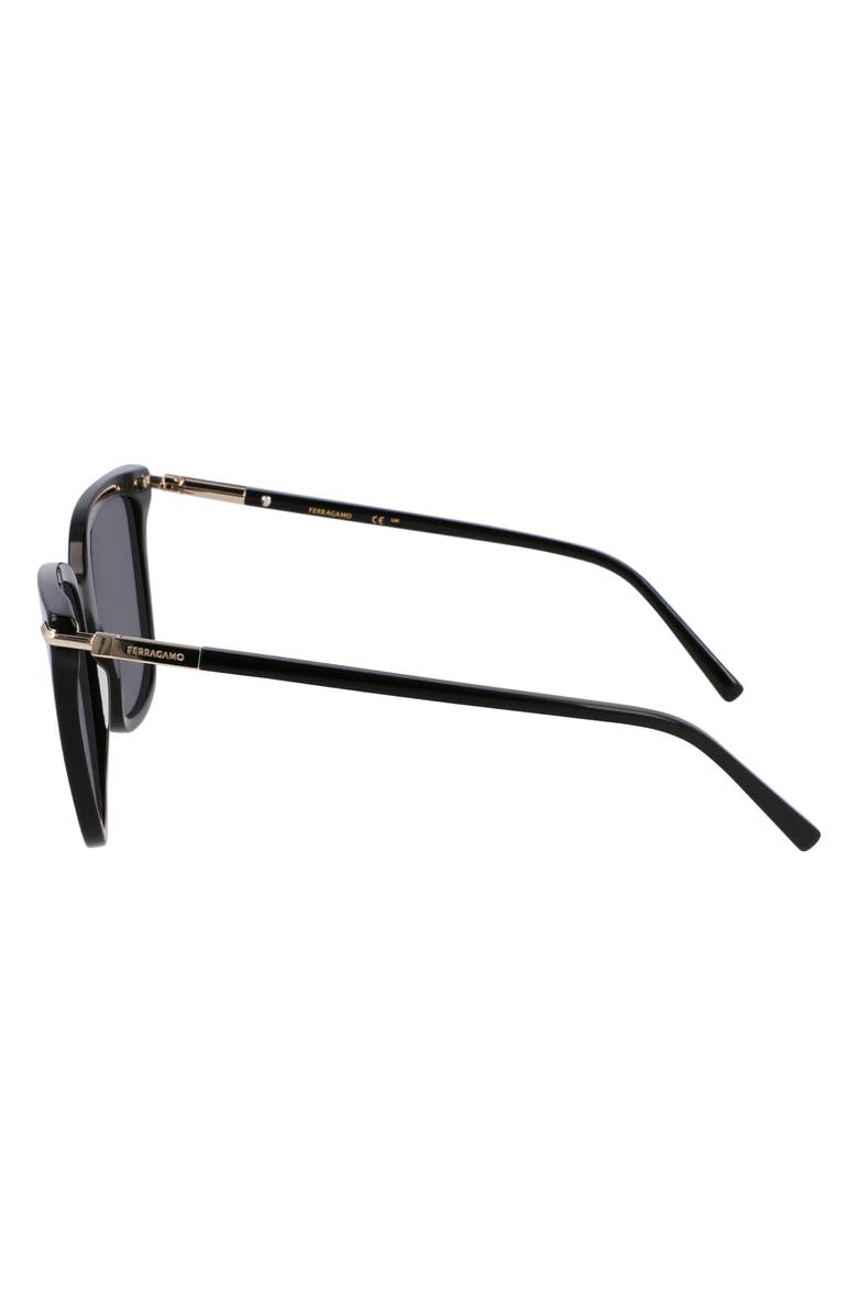 FERRAGAMO Prisma 56mm Modified Butterfly Sunglasses, Alternate, color, Black