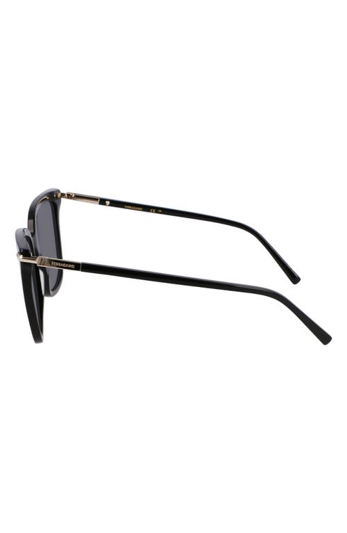 Ferragamo Prisma 56mm Modified Butterfly Sunglasses In Black