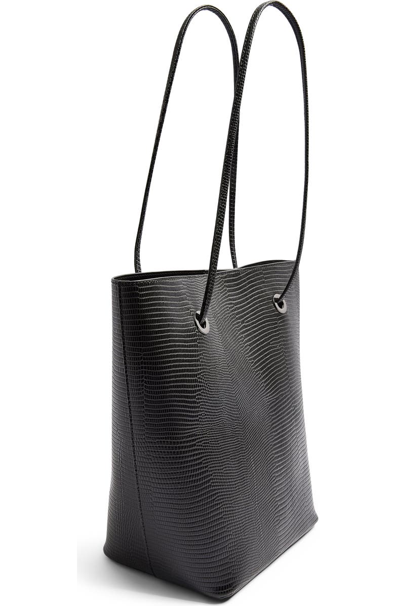 Topshop Salt Lizard Embossed Faux Leather Tote, Alternate, color,