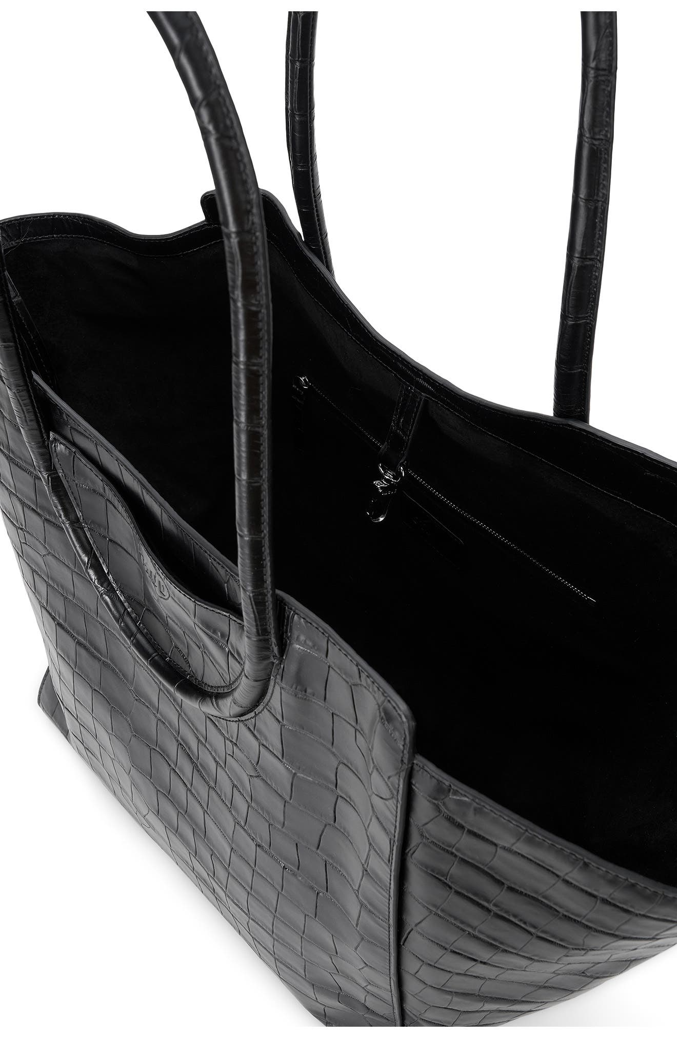 STAUD Maude Tote Bag, Alternate, color, Black Croco