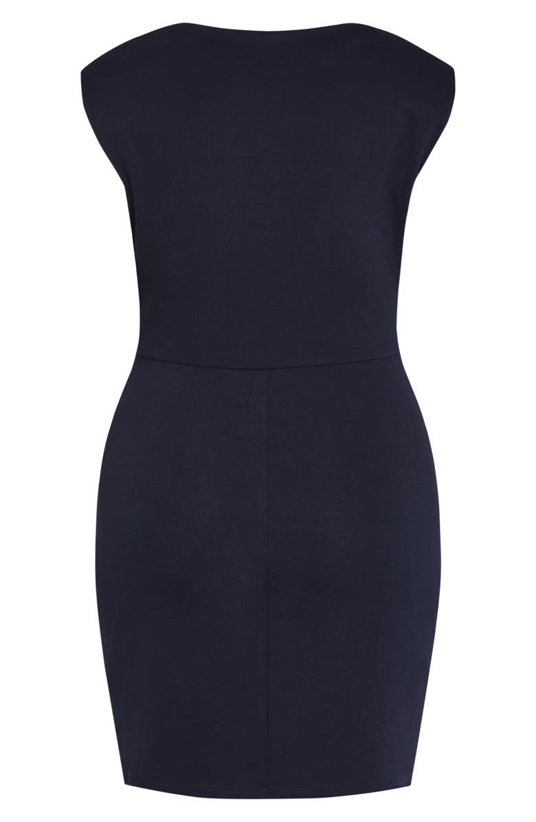 City Chic Kellie Cap Sleeve Ruched Sheath Dress, Alternate, color, Navy