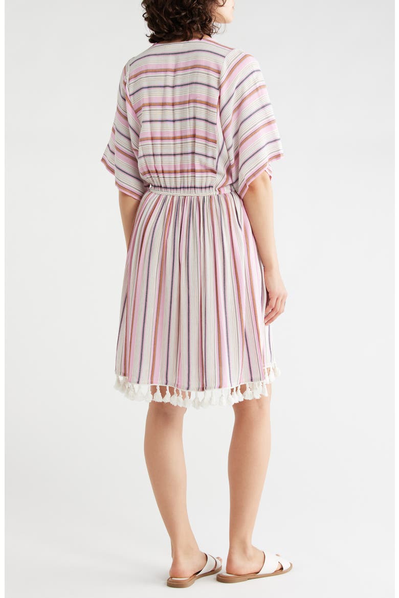 Lace Trim Short Sleeve Dress, Alternate, color, NATURAL/ PINK