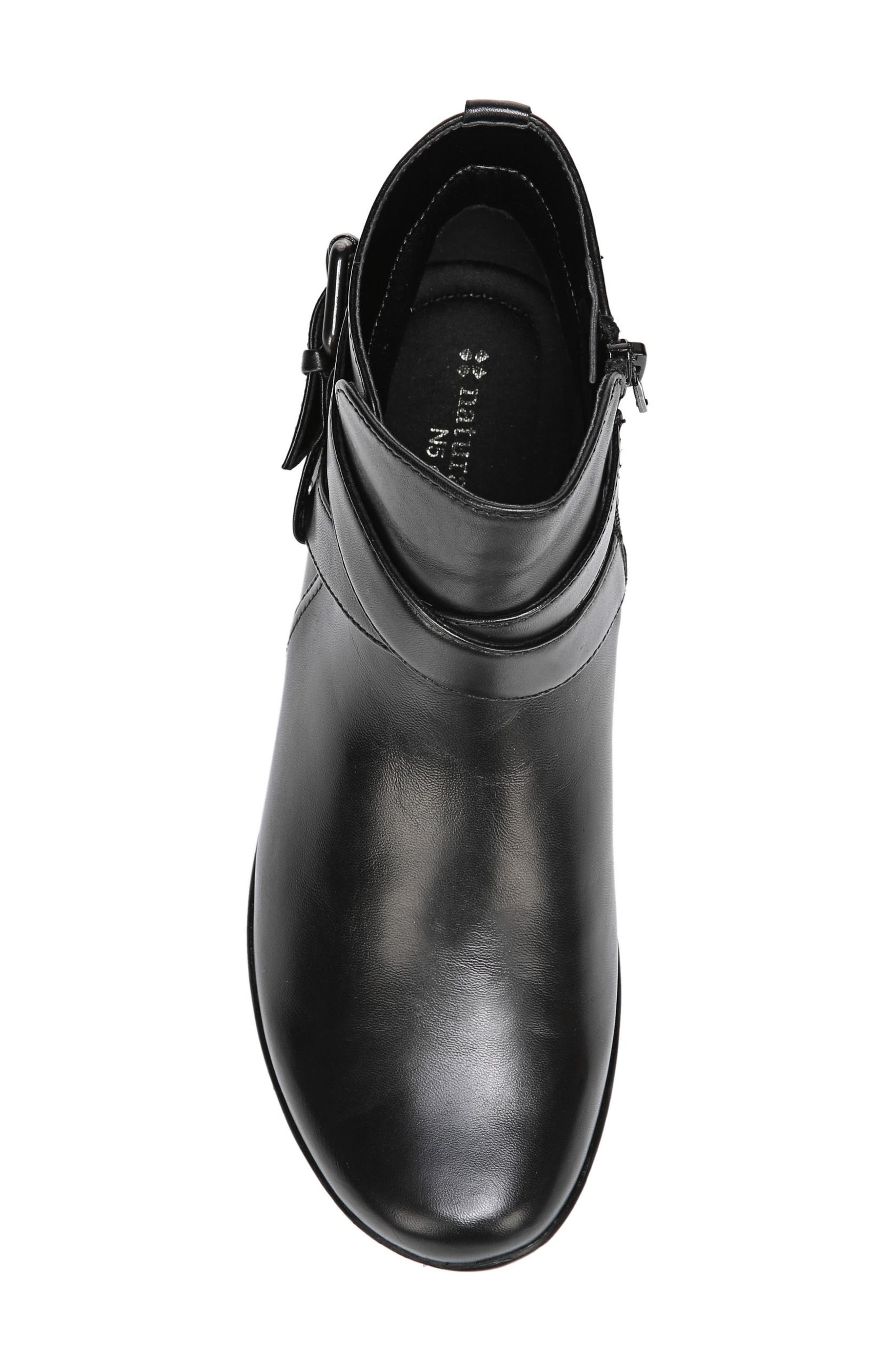 Cassandra Buckle Strap Bootie, Alternate, color, BLACK LEATHER