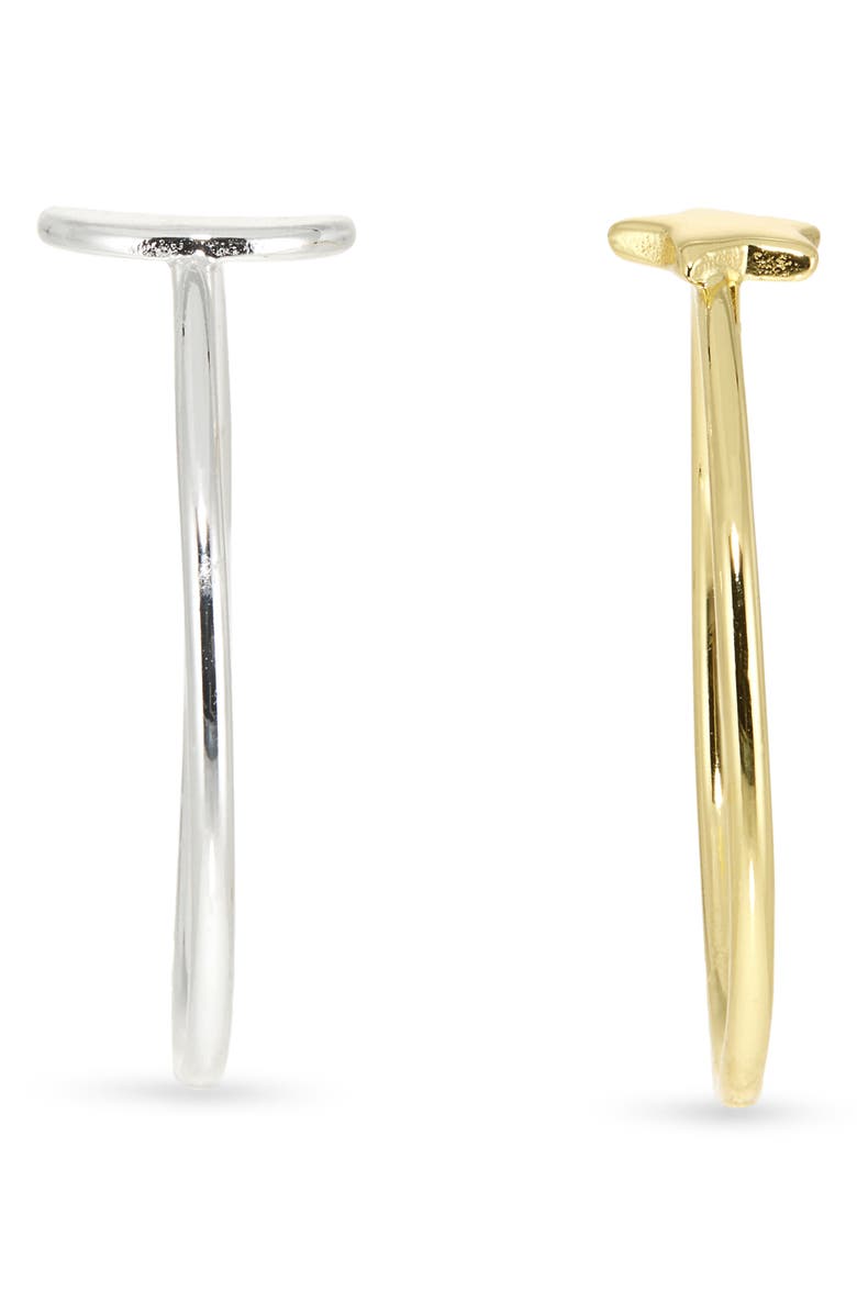 ARGENTO VIVO Set of 2 Two-Tone Moon & Star Stackable Rings, Alternate, color,