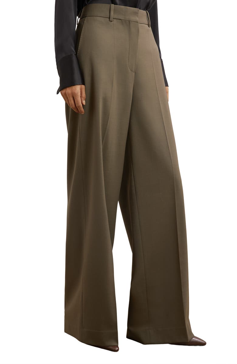 Reiss Solene Wool Blend Wide Leg Pants, Alternate, color, Green
