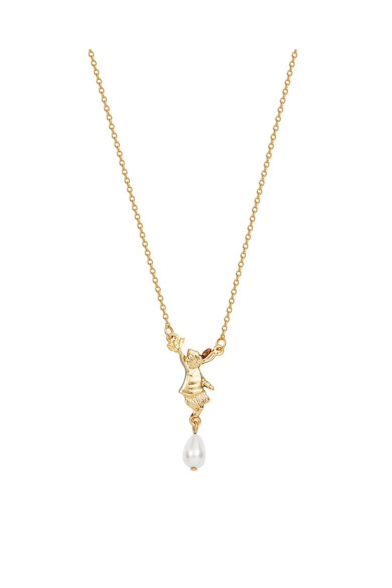 x Peter Rabbit Butterfly Pearl Drop Necklace, Alternate, color, Gold