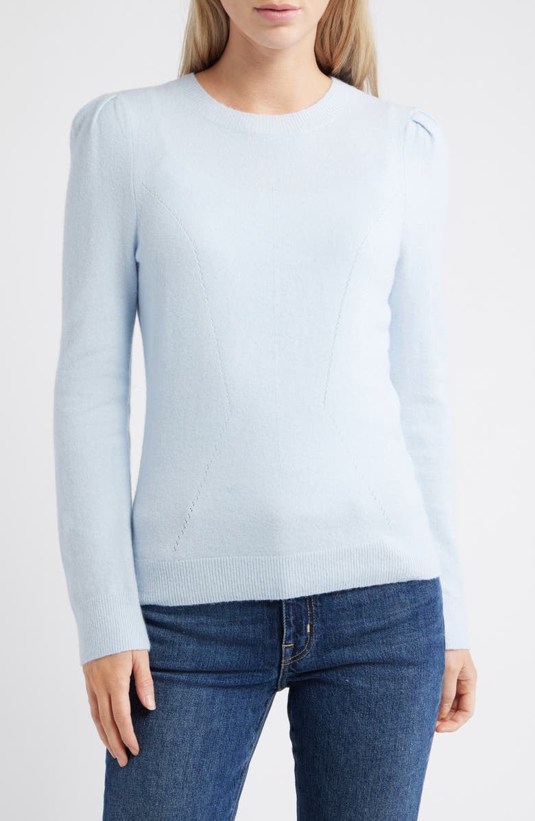 Caslon<sup>®</sup> Pointelle Detail Crewneck Sweater, Main, color, Blue Skyway