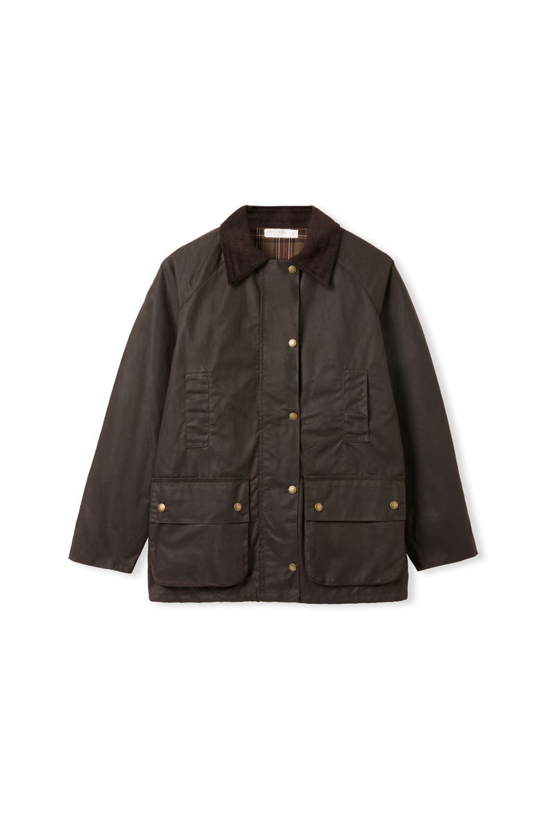 Raglan Sleeve Waxed Jacket, Alternate, color, Chocolate
