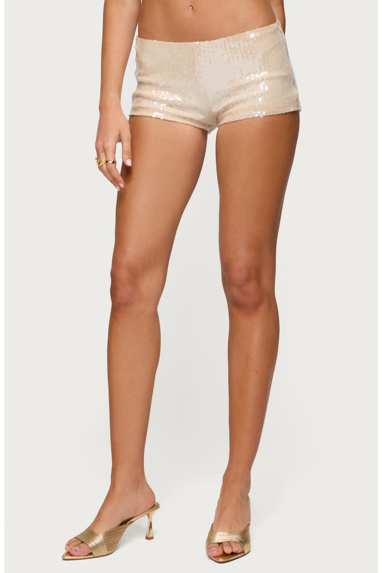 Roxey Sequin Microshorts, Main, color, CREAM