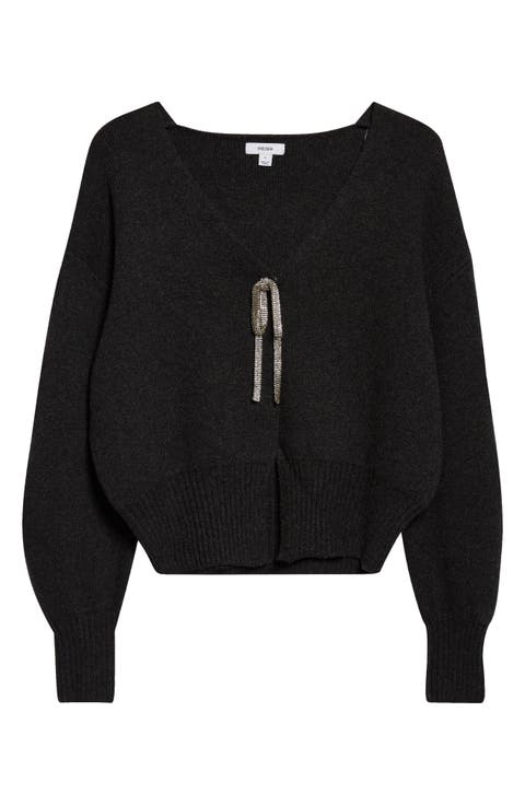 Beau Metallic Accent V-Neck Sweater