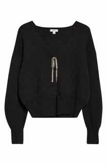 Reiss Beau Metallic Accent V-Neck Sweater