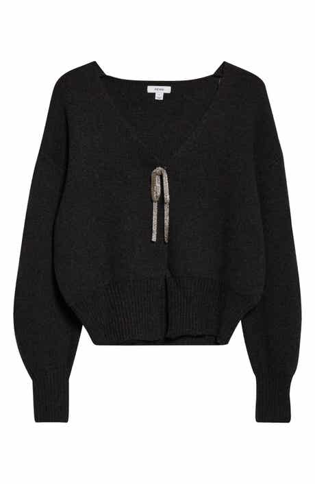 Reiss Beau Metallic Accent V-Neck Sweater