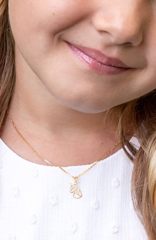 Tiny Blessings 14k Gold Unicorn Dreams 12-14" Necklace In Brown