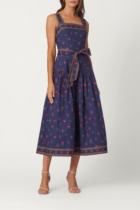 Cherry Border Print Poplin Kora Dress