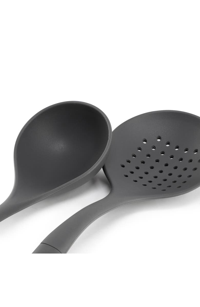 OSTER Ridgecrest 2 Piece Silicone Kitchen Tool Skimmer and Ladle Set, Alternate, color, Gray