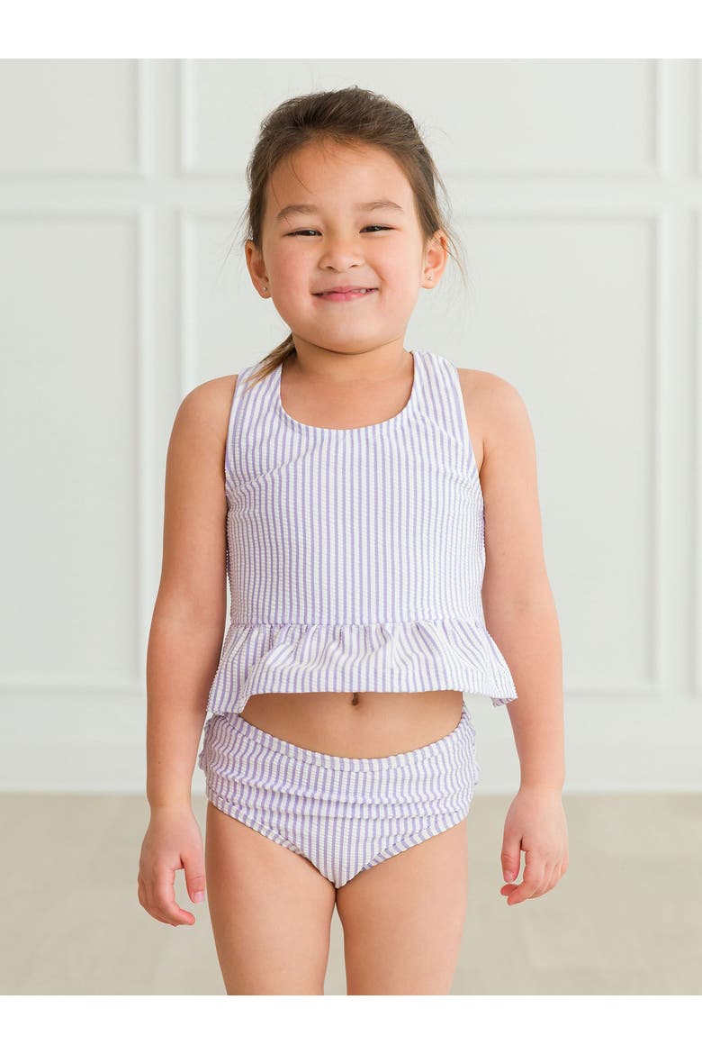 Toddler/Girls UPF50+ Seersucker Peplum Tankini, Alternate, color, Lavender Seersucker