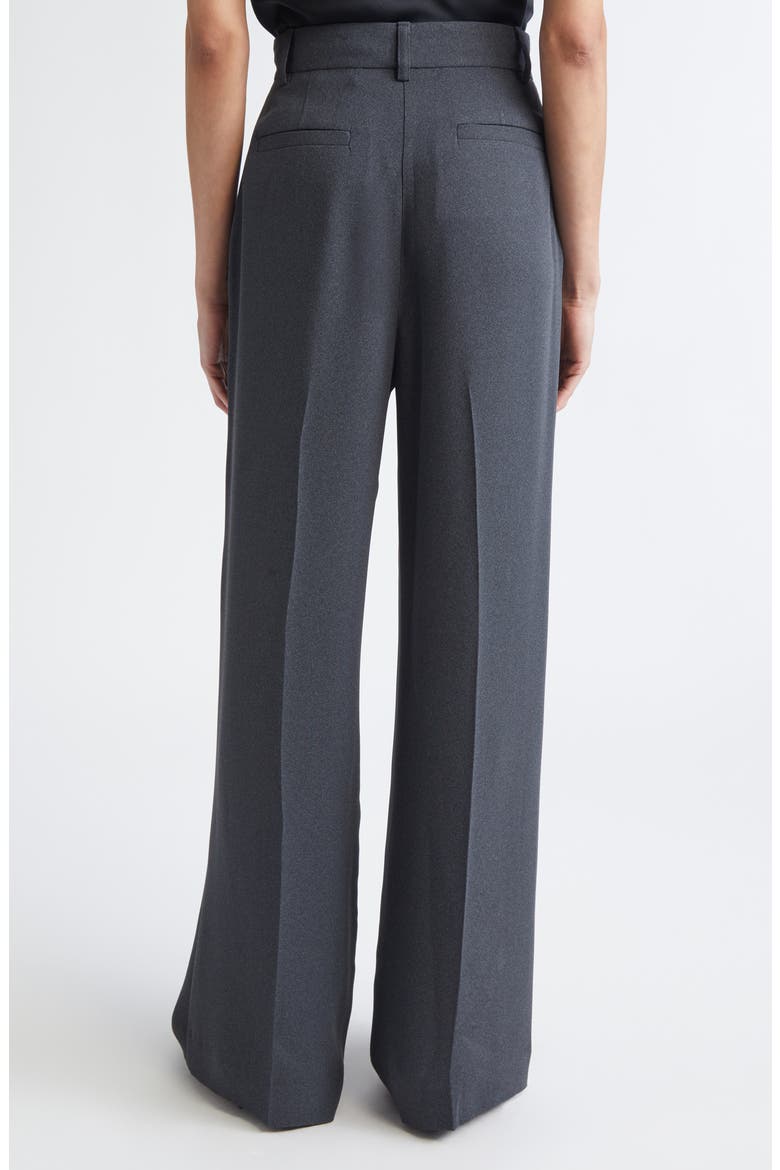 High Waist Heathered Crepe Wide Leg Pants, Alternate, color, DARK GREY MELANGE