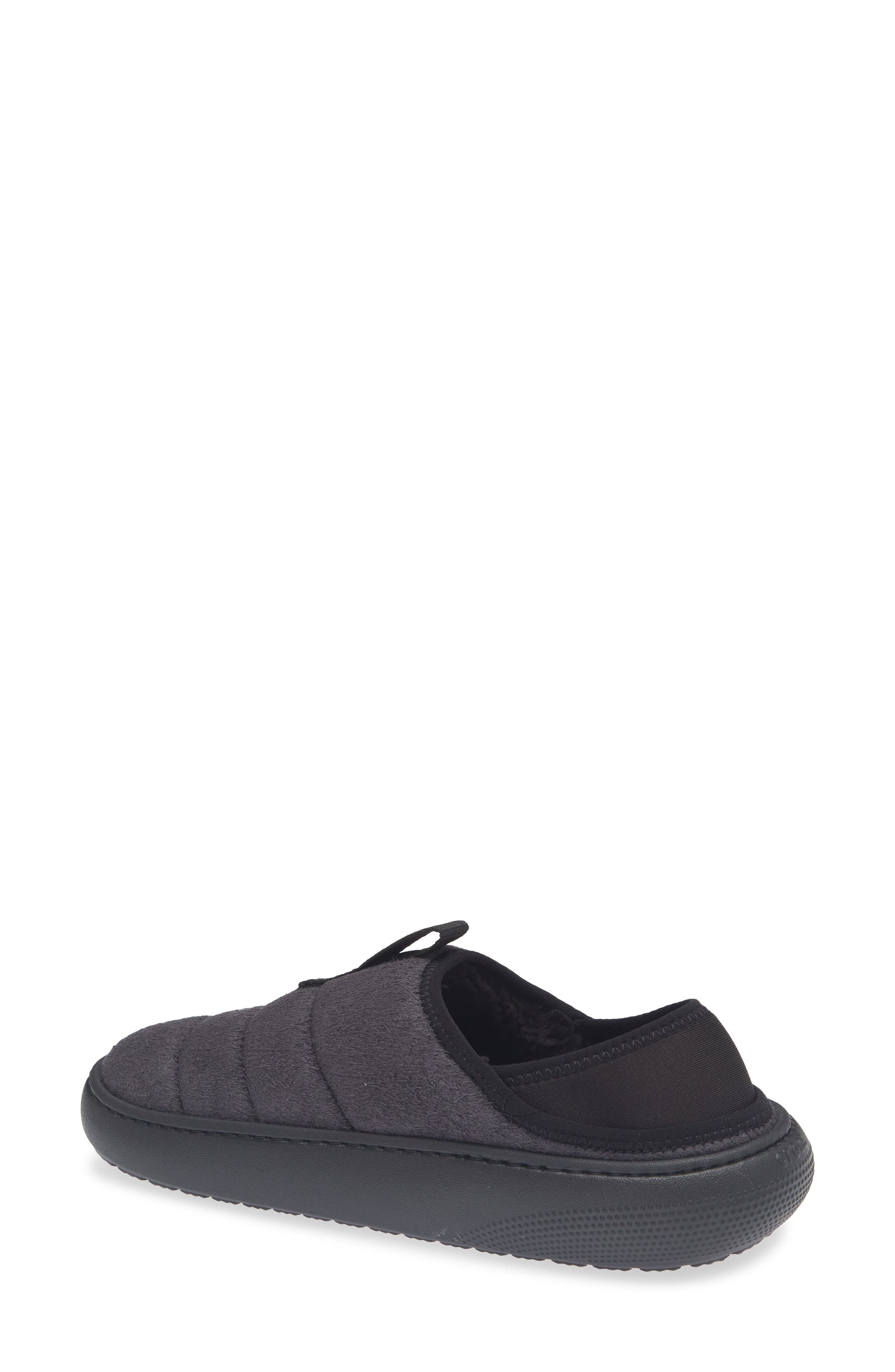 Classic Vegan Suede Quilted Clog, Alternate, color, BLACK