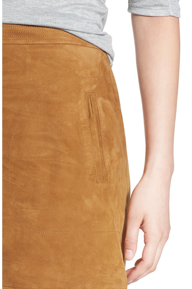 Suede A-Line Miniskirt, Alternate, color, TAN SAHARA