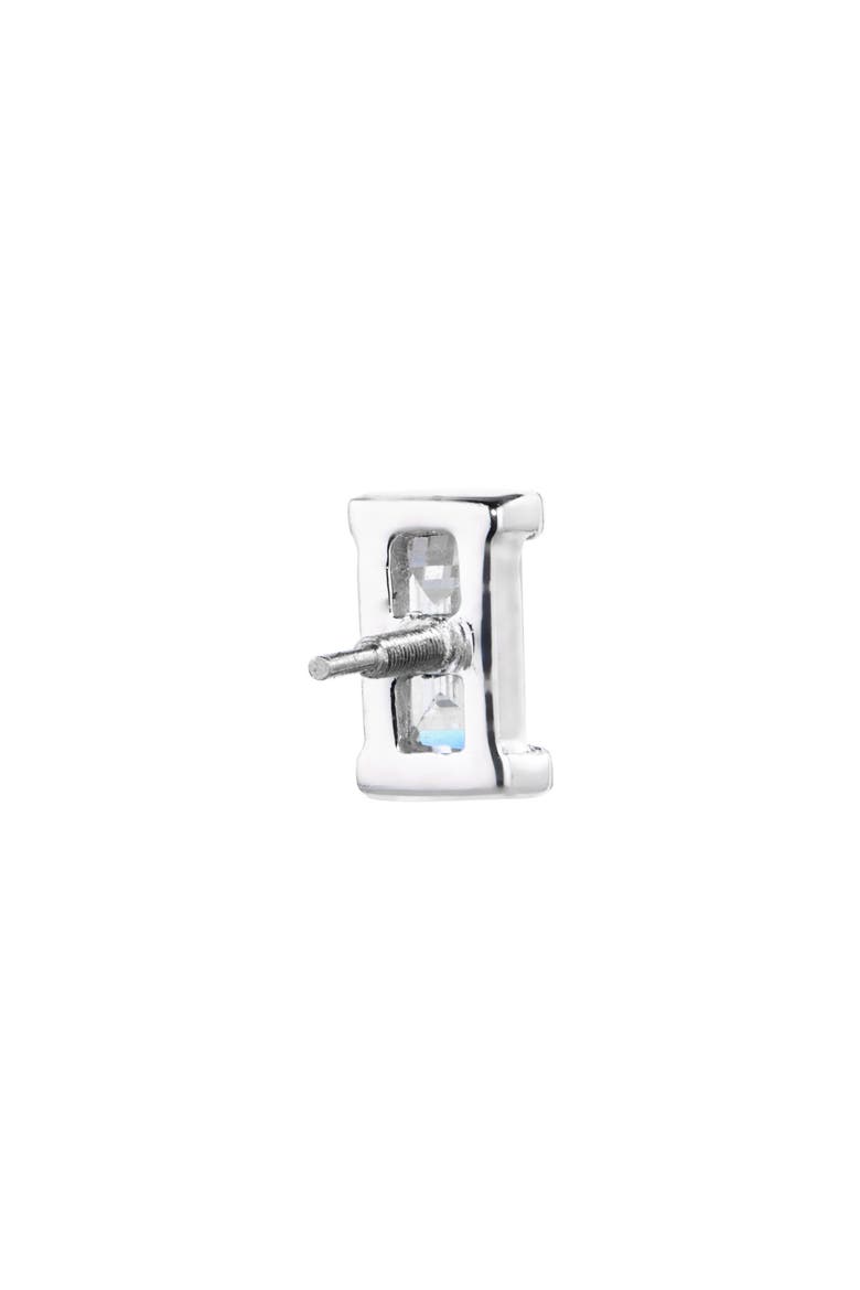 Diamond Baguette Single Threaded Stud Earring, Alternate, color, WHITE GOLD