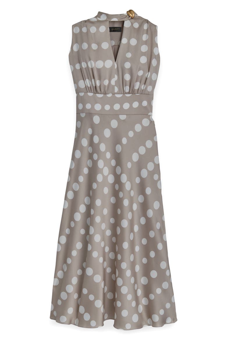 Print Scarf Sleeveless Midi Dress, Alternate, color, CLAY/CREAM