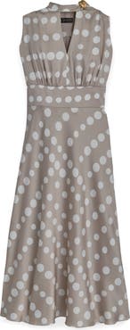 Donna Karan New York Print Scarf Sleeveless Midi Dress