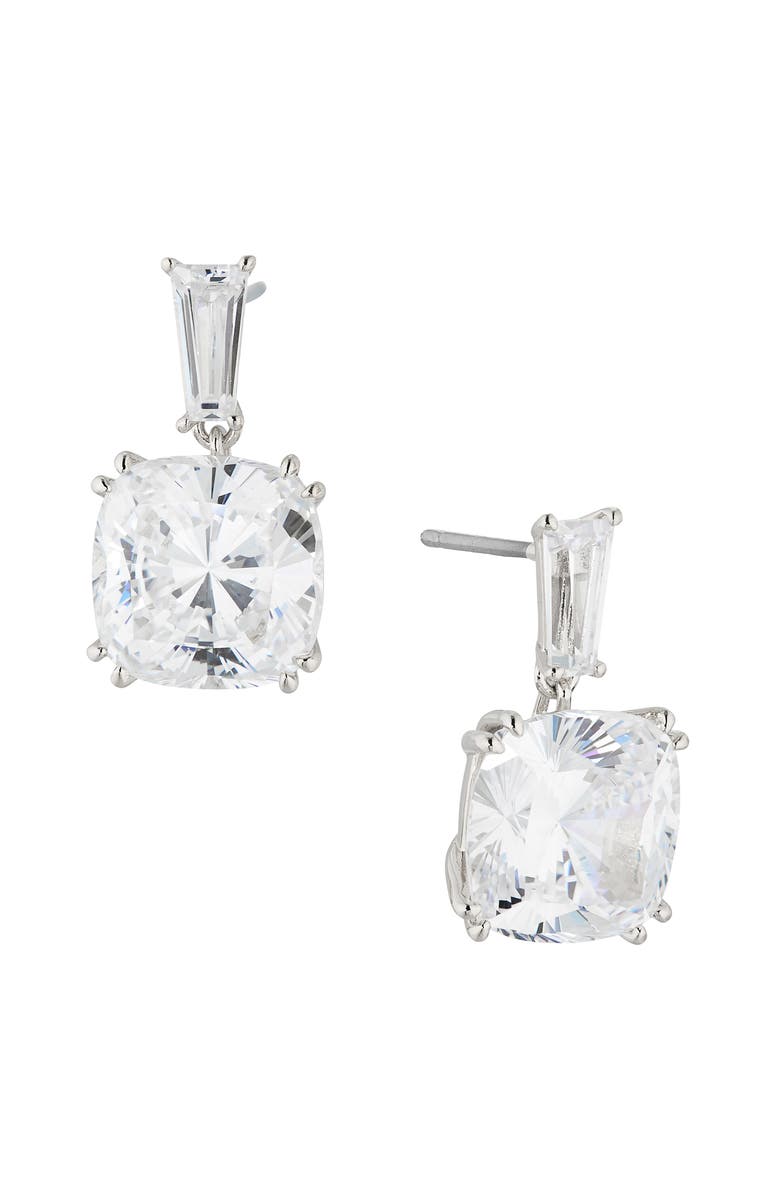 Nadri A la Carte Cubic Zirconia Drop Earrings, Main, color, Rhodium