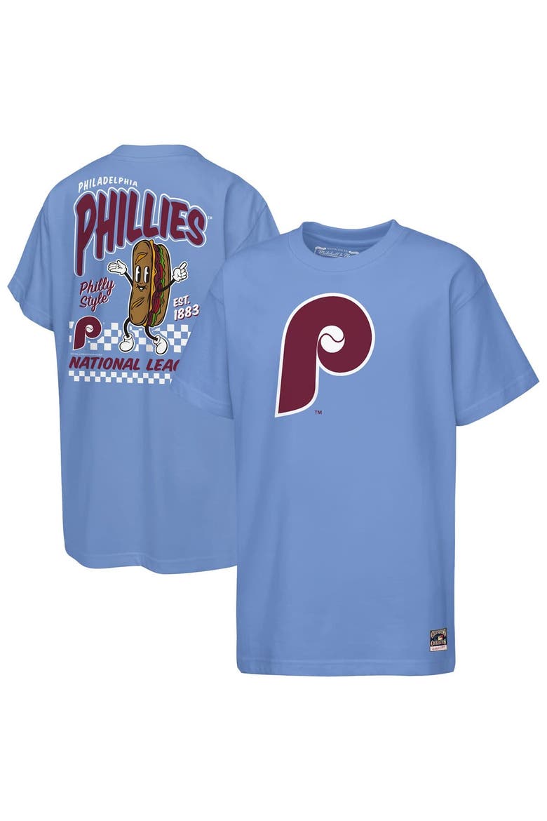 Youth Mitchell & Ness  Light Blue Philadelphia Phillies Cooperstown Concession T-Shirt, Main, color, Light Blue