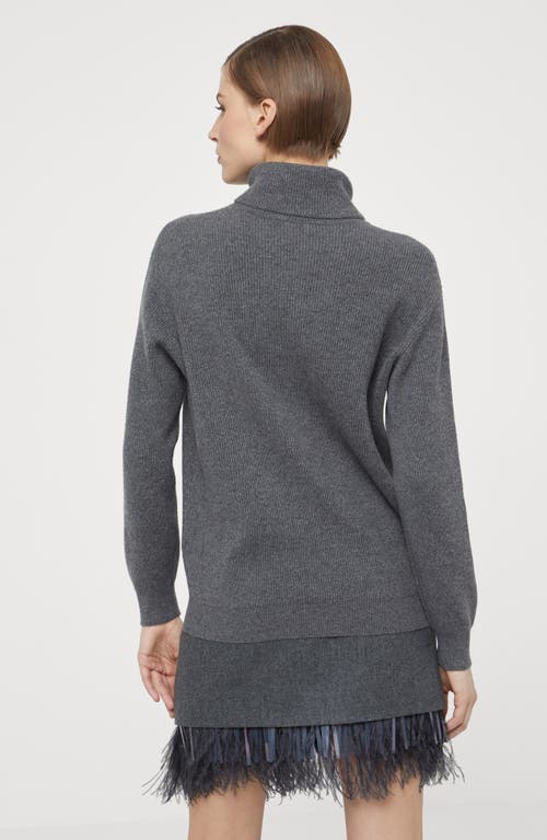 Brunello Cucinelli Cashmere Ribbed Rollneck Sweater In Lead