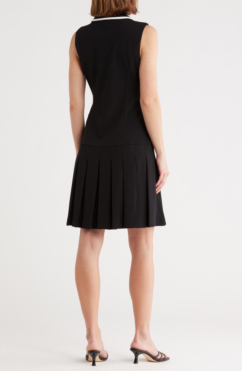 Calvin Klein Piped Sleeveless Tennis Dress, Alternate, color, Black/ White