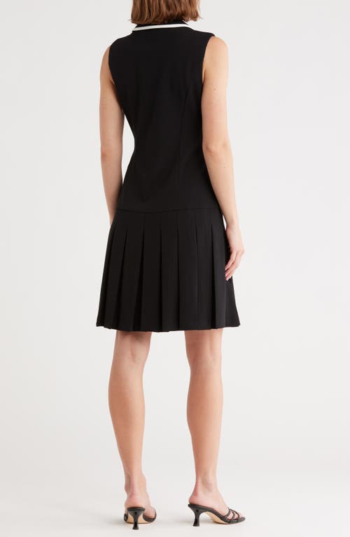 Calvin Klein Piped Sleeveless Tennis Dress In Black