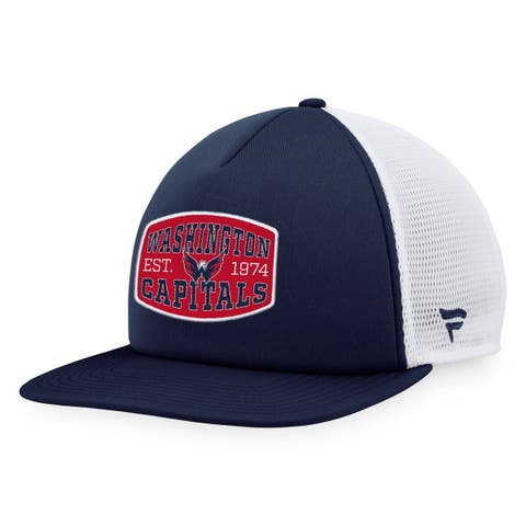 Men's Fanatics Branded Navy/White Washington Capitals Foam Front Patch Trucker Snapback Hat