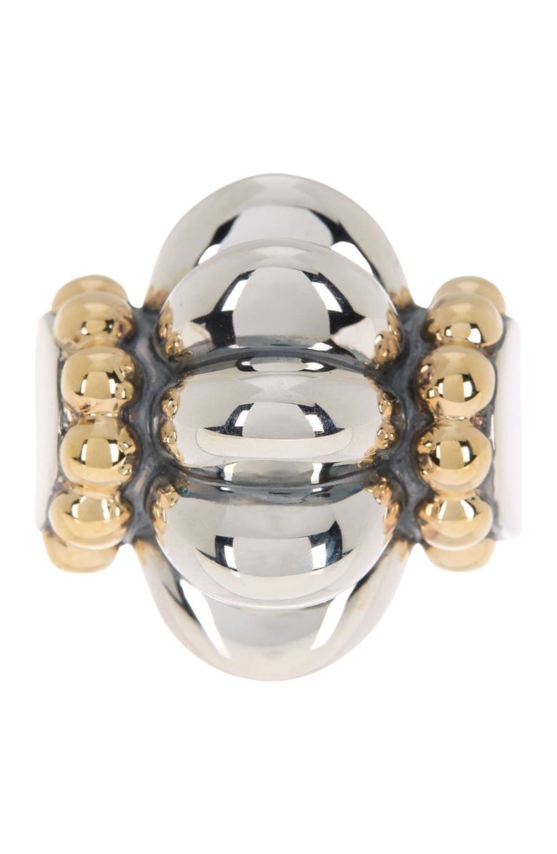 LAGOS 18K Gold & Sterling Silver Textured Ring - Size 7, Main, color, 