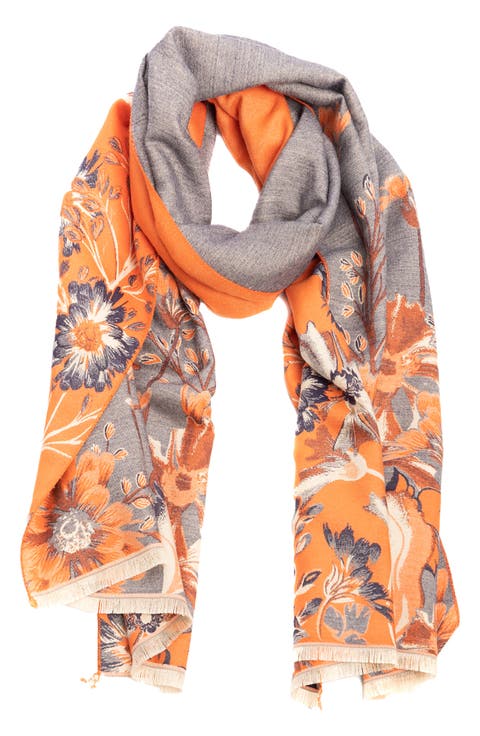 Floral Pattern Reversible Scarf