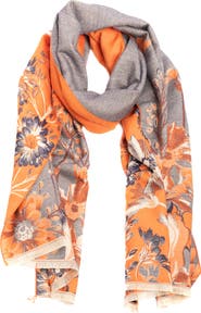 SAACHI Floral Pattern Reversible Scarf