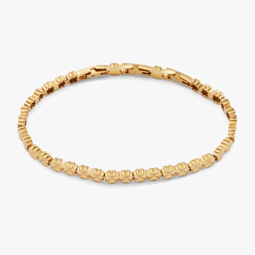 Alex And Ani Lucky Clover Tennis Bracelet In Gold