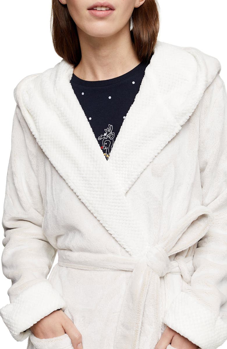 Topshop Frosted Waffle Short Robe, Alternate, color, 