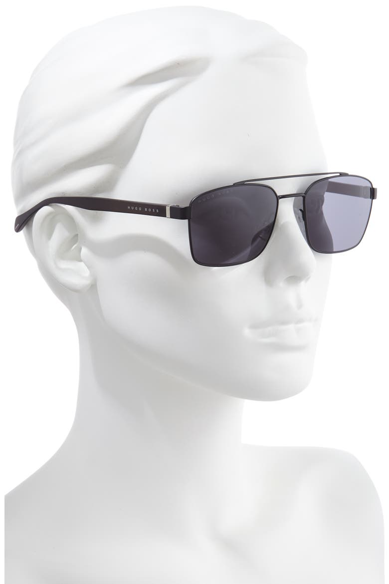 57mm Aviator Sunglasses, Alternate, color, MATTE BLACK