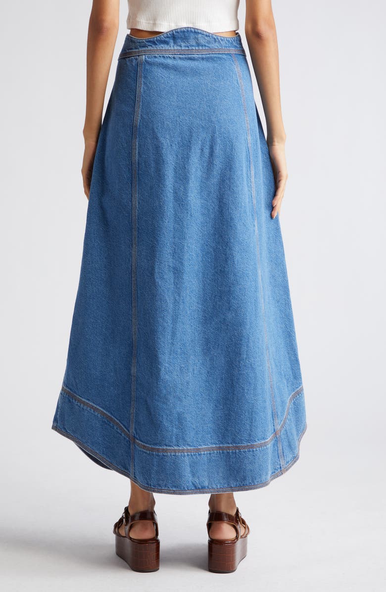 FARM Rio Wave Denim Maxi Skirt, Alternate, color, 