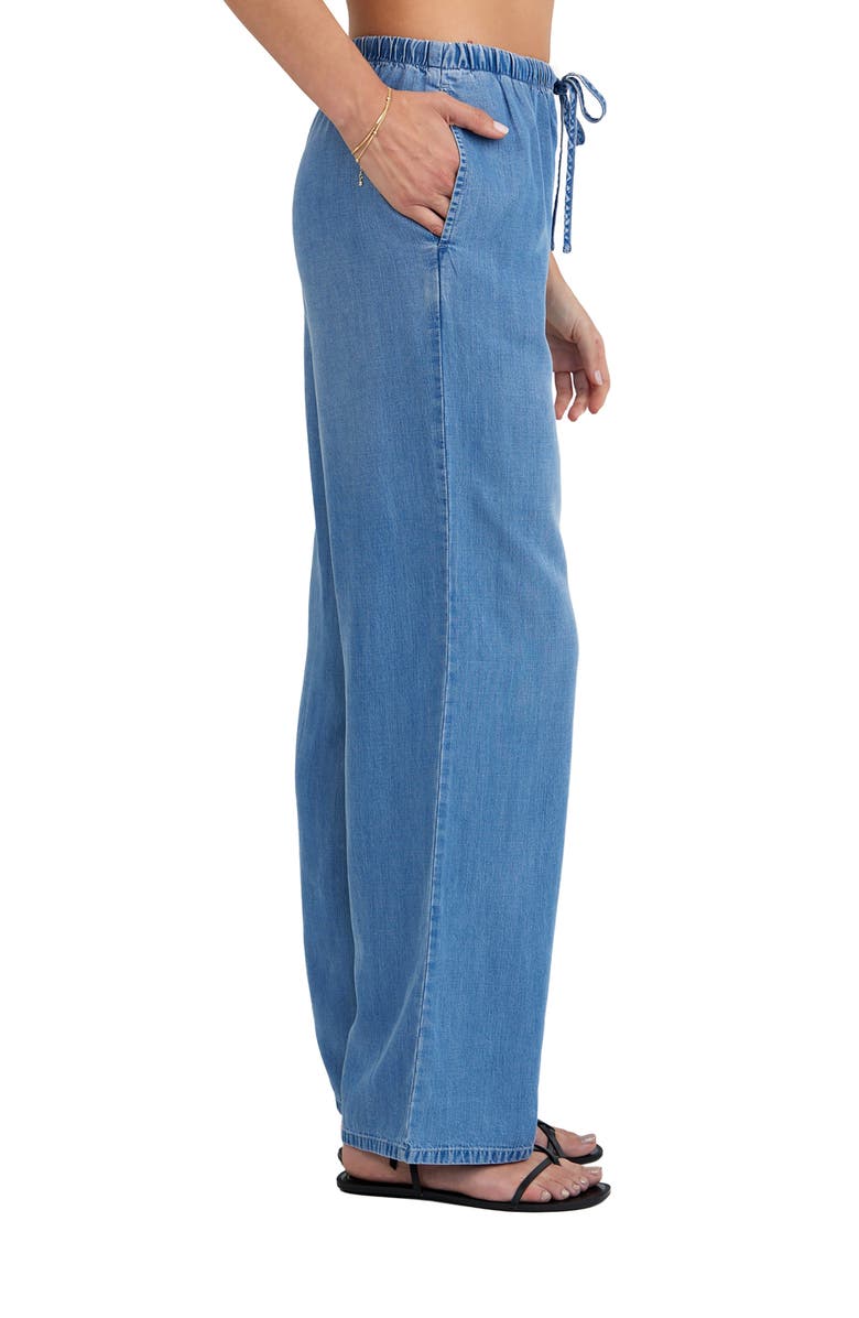 Bella Dahl Pull-On Wide Leg Chambray Pants, Alternate, color, Indigo Harbor Wash