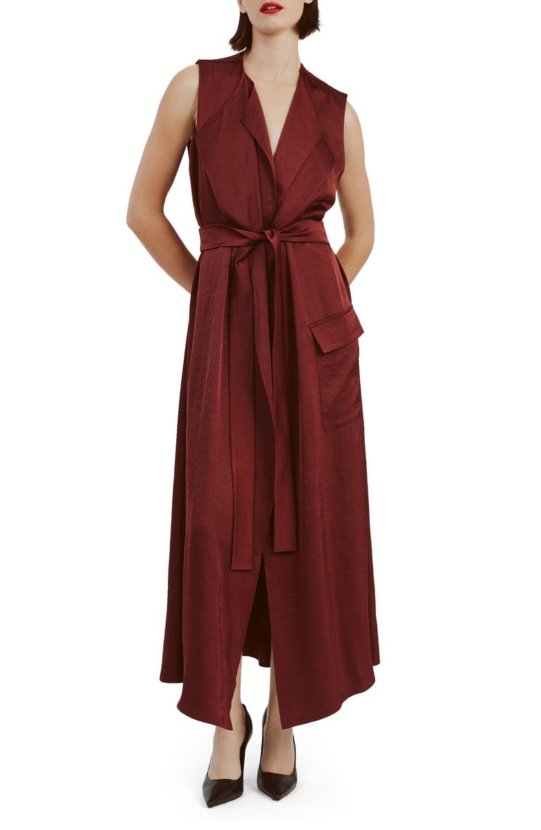 Bardot Lanza Tie Belt Dress, Main, color, Burgundy