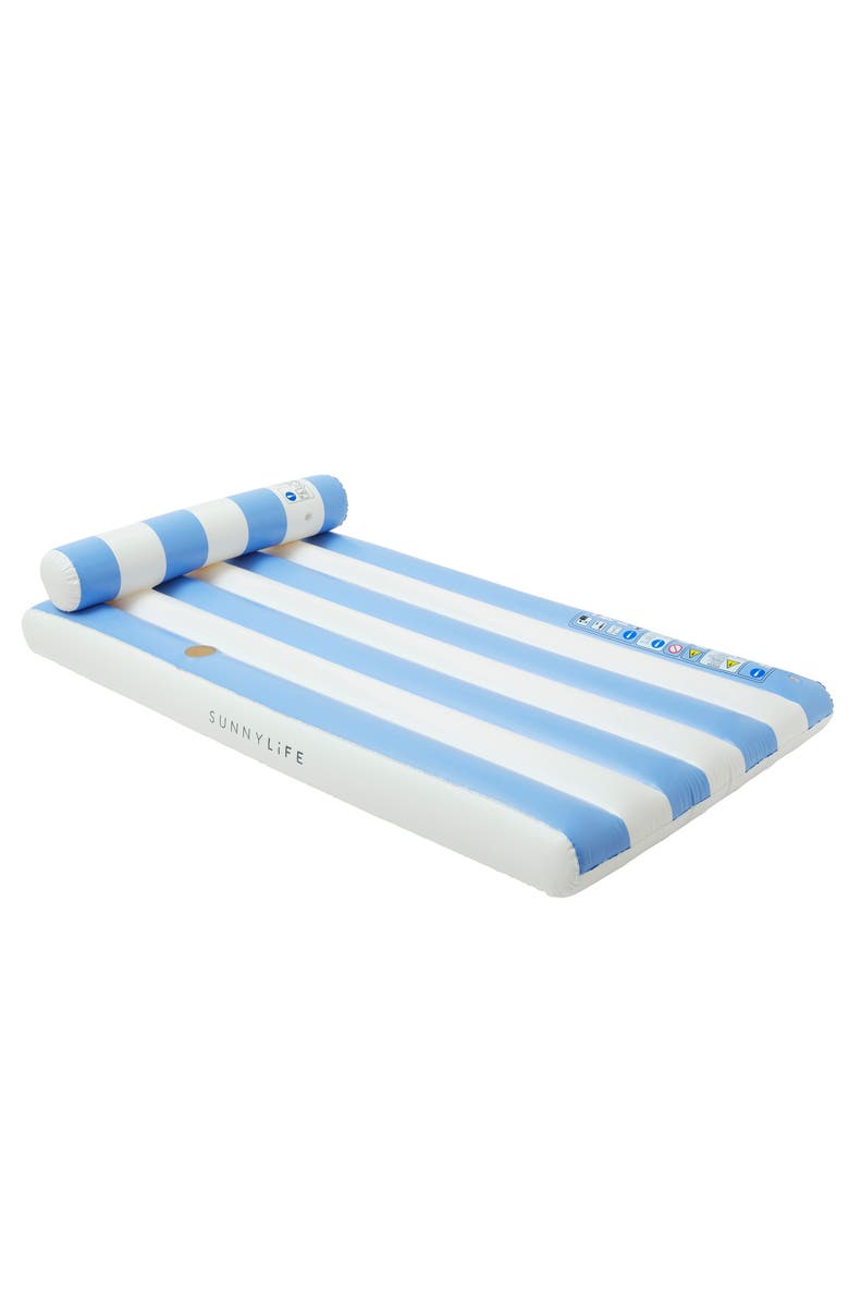 Sunnylife Luxe Lilo Blue Stripe 70" Inflatable Pool Float, Headrest, Main, color, 
