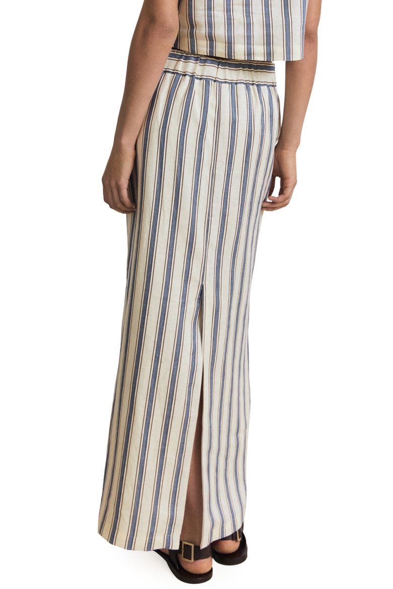 Stripe Linen Midi Skirt, Alternate, color, ECRU